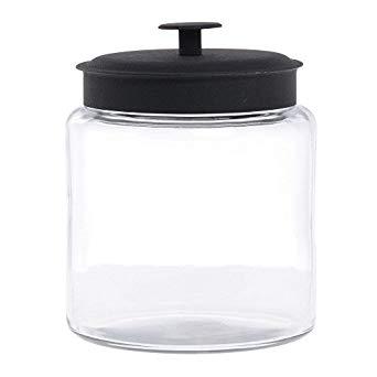 Anchor Hocking Montana Glass Jar With Black Lid Flower Power Packages 