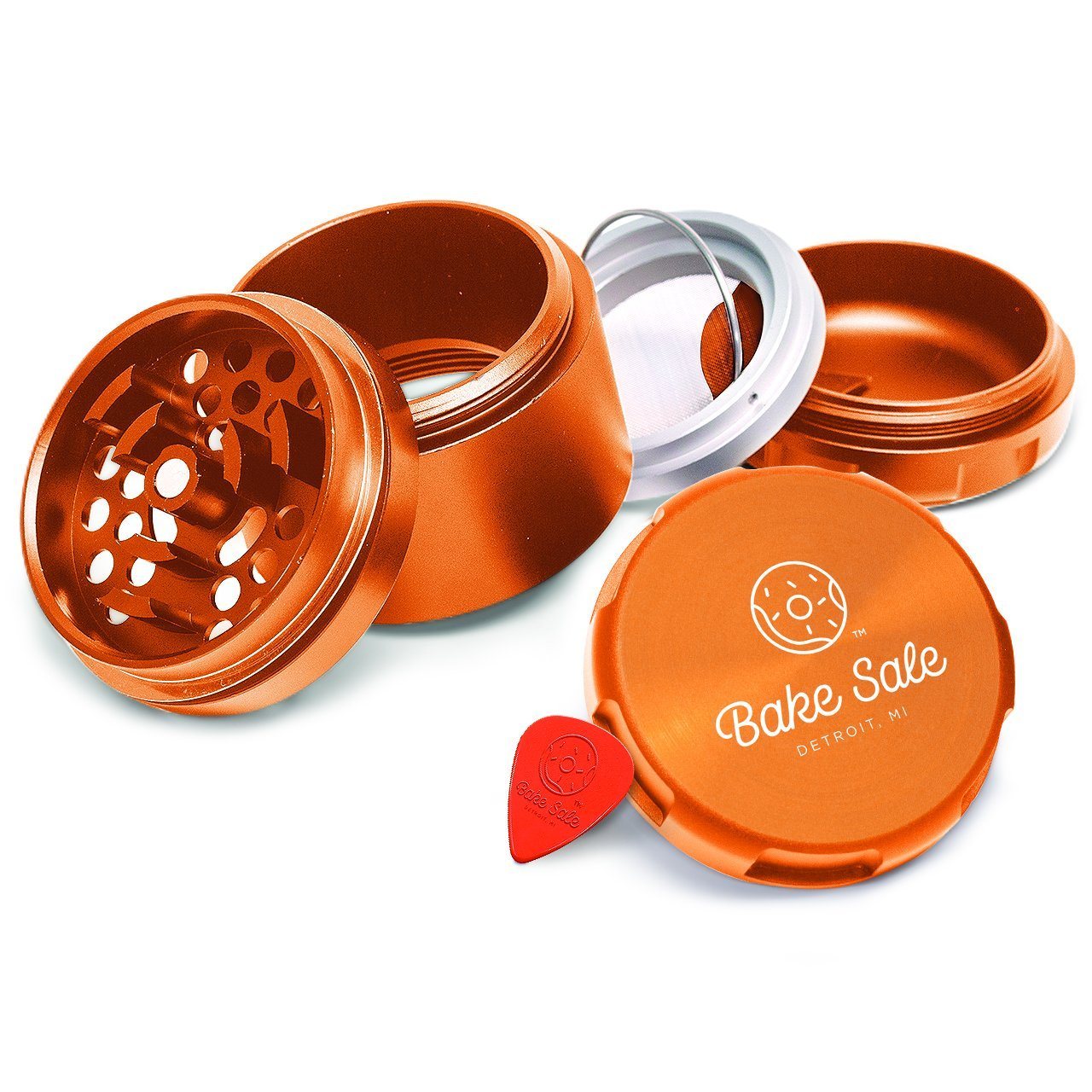 Bake Sale Aircraft Grade Aluminum Grinder W/Removable Magnetic Screen Various Colors Flower Power Packages Gold 
