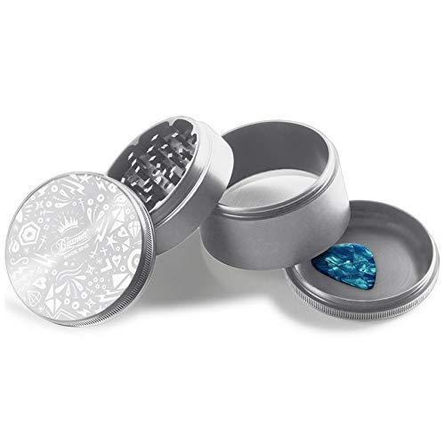 Beamer Aircraft Grade Aluminum Grinder Royal Shapes Design 2" Tall 63mm (Various Colors) Flower Power Packages Silver 