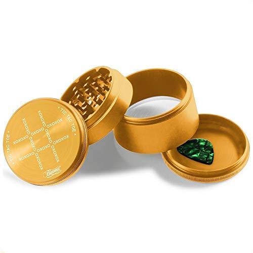 Beamer Aircraft Grade Aluminum Grinder Tic Tac Toe 2" Tall 63mm (Various Colors) Flower Power Packages Gold 