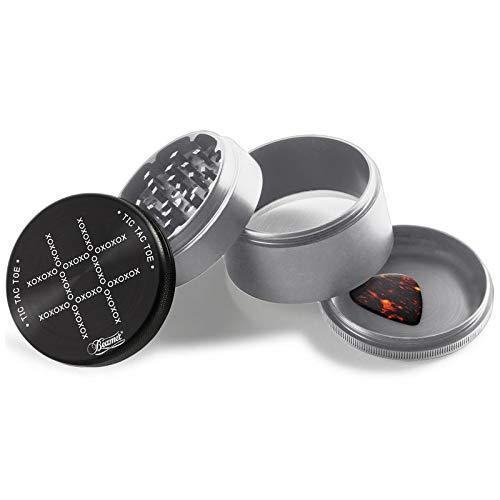 Beamer Aircraft Grade Aluminum Grinder Tic Tac Toe 2" Tall 63mm (Various Colors) Flower Power Packages Silver/Black 