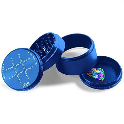 Beamer Aircraft Grade With Extended Chamber Tic Tac Toe Design Aluminum Grinder 2.5" Tall 63mm (Various Colors) Flower Power Packages Blue 