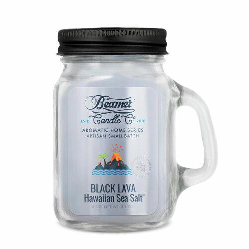 Beamer Candle Co - Aromatic Home Series - 4oz Mason Jar - Various Scents - (1 Count) Flower Power Packages Black Lava Hawaiin Sea Salt 