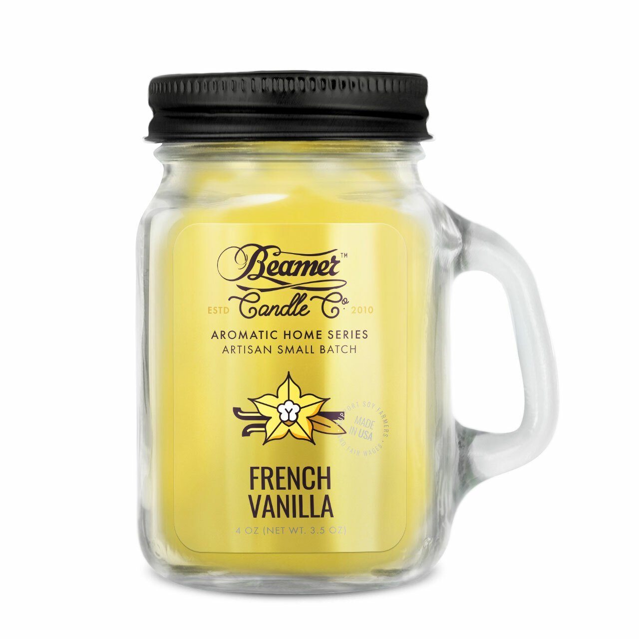 Beamer Candle Co - Aromatic Home Series - 4oz Mason Jar - Various Scents - (1 Count) Flower Power Packages French Vanilla 