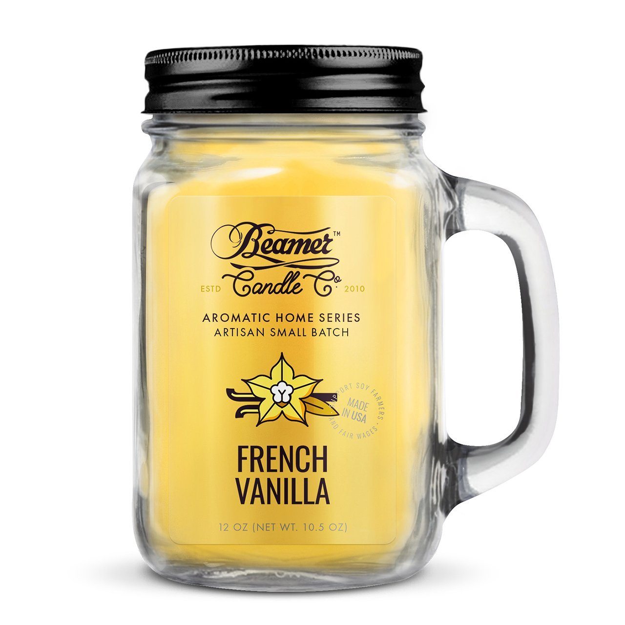 Beamer Candle Company - Aromatic Home Series - 12oz Mason Jar - Various Scents - (1 Count) Flower Power Packages French Vanilla 