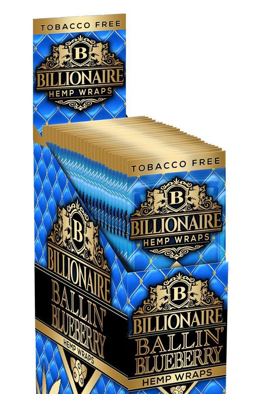 Billionaire Hemp Wraps Ballin Blueberry Flavor 25 Packs Per Box 2 Wraps Per Pack - (1 Count) Flower Power Packages 