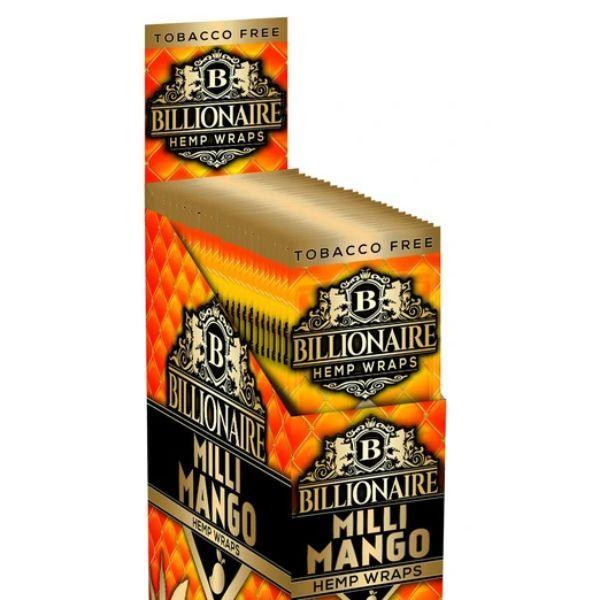 Billionaire Hemp Wraps Mango Flavor 25 Packs Per Box 2 Wraps Per Pack - (1 Count) Flower Power Packages 
