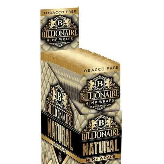Billionaire Hemp Wraps Natural Flavor 25 Packs Per Box 2 Wraps Per Pack - (1 Count) Flower Power Packages 