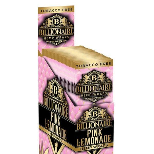 Billionaire Hemp Wraps Pink Lemonade Flavor 25 Packs Per Box 2 Wraps Per Pack - (1 Count) Flower Power Packages 