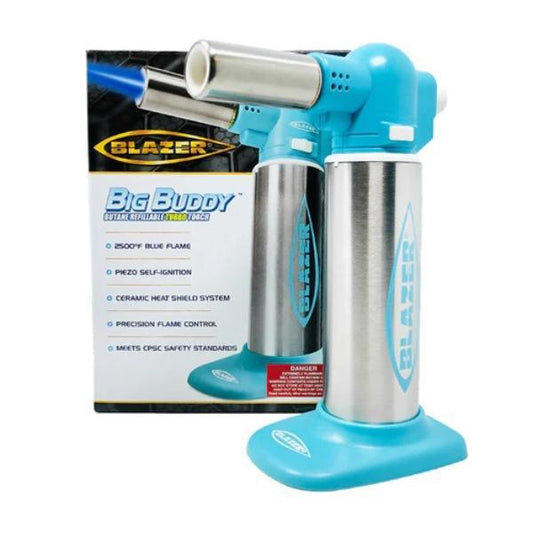 Blazer Big Buddy Turbo Torch Teal & Stainless Steel - (1 Count) Flower Power Packages 