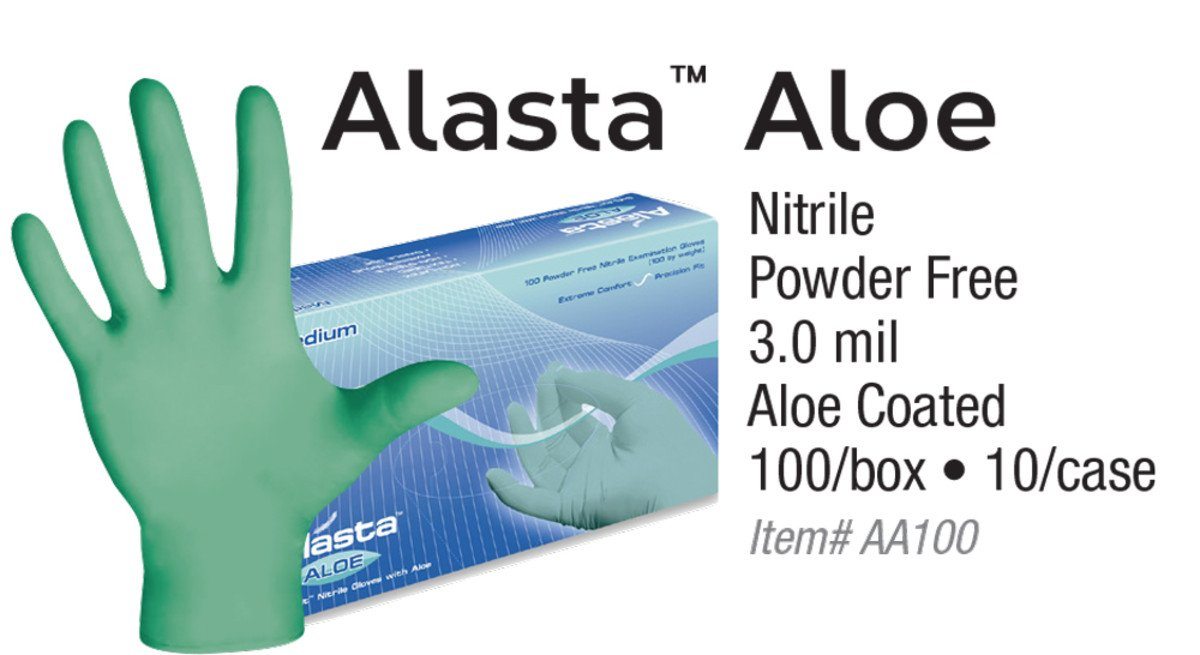 Blue Alasta With Aloe Nitrile Exam Gloves (Case) at Flower Power Packages