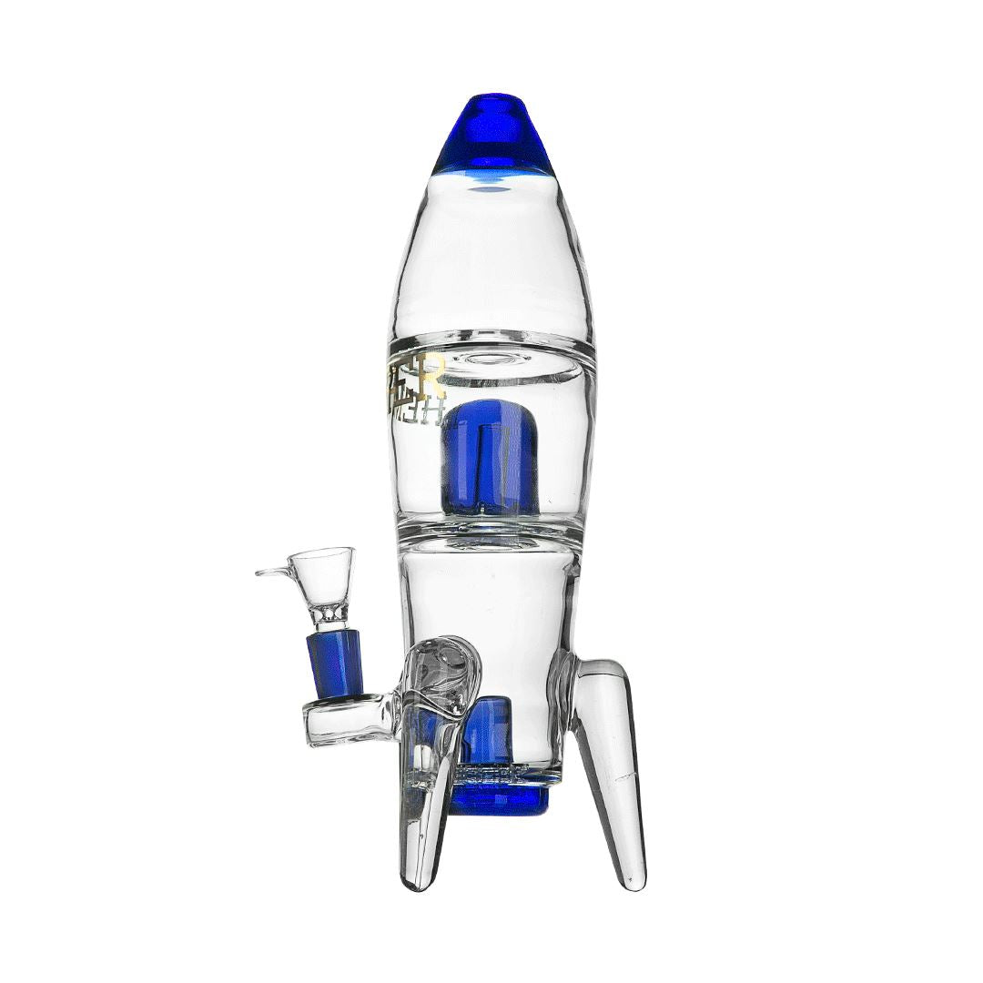 Blue Rocket Ship Glass Bong at Flower Power Packages