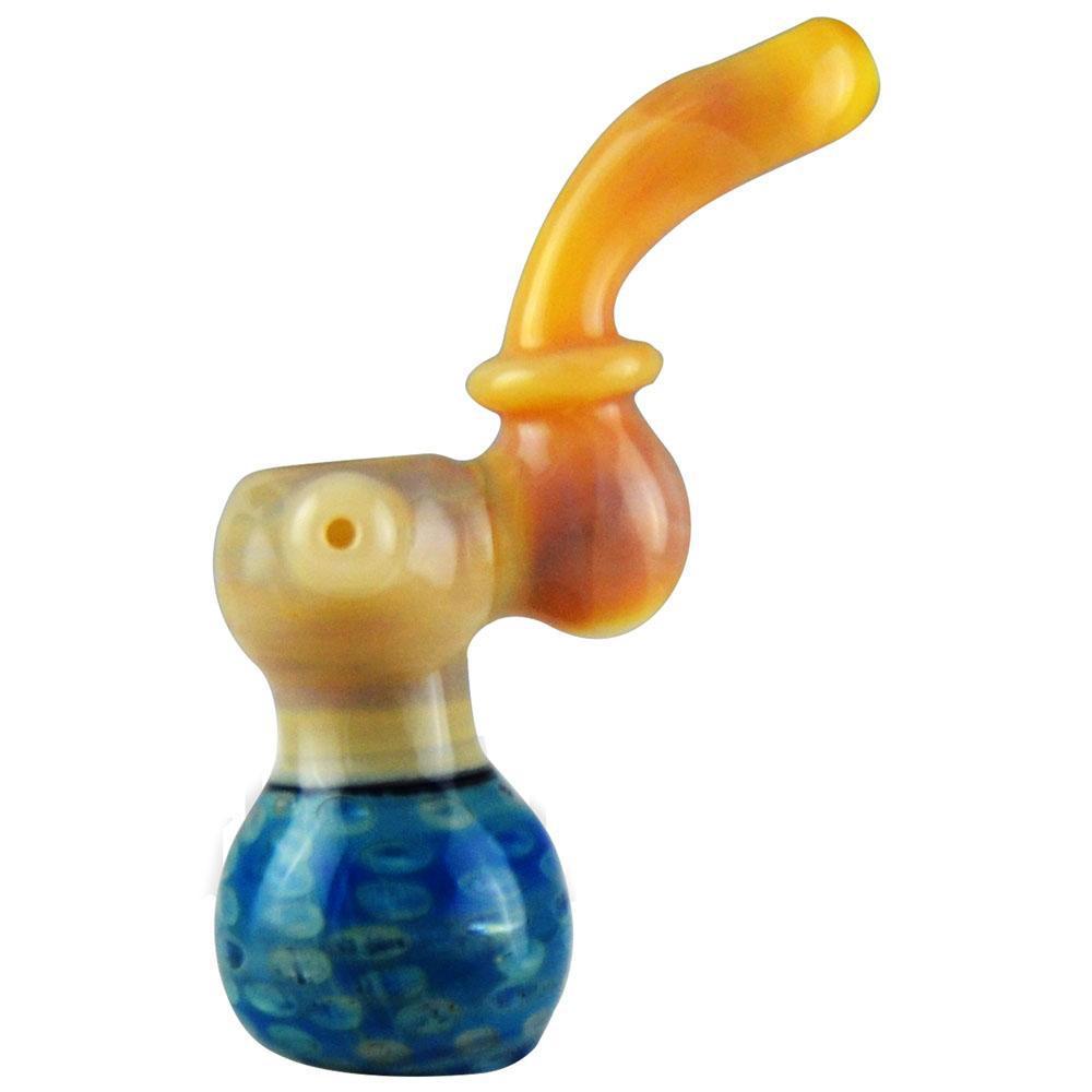 Brown Marble & Blue Scale Glass Bubbler at Flower Power Packages