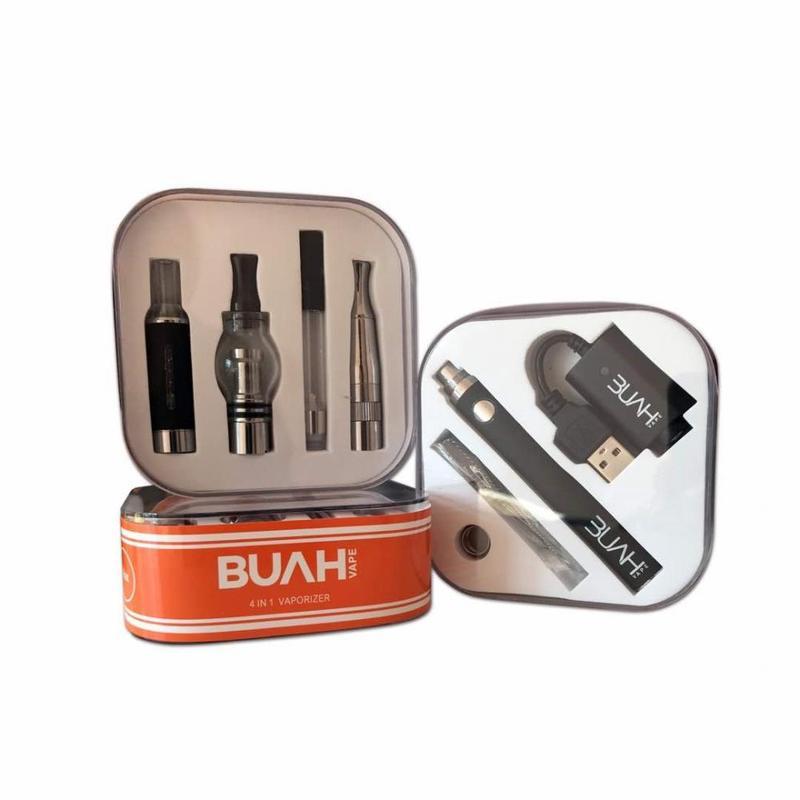 Buah 4 in 1 Vaporizer Kit Dry Herb Wax & E-Liquid Flower Power Packages Black 
