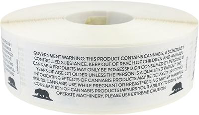 California Government Cannabis Warning Labels at Flower Power Packages