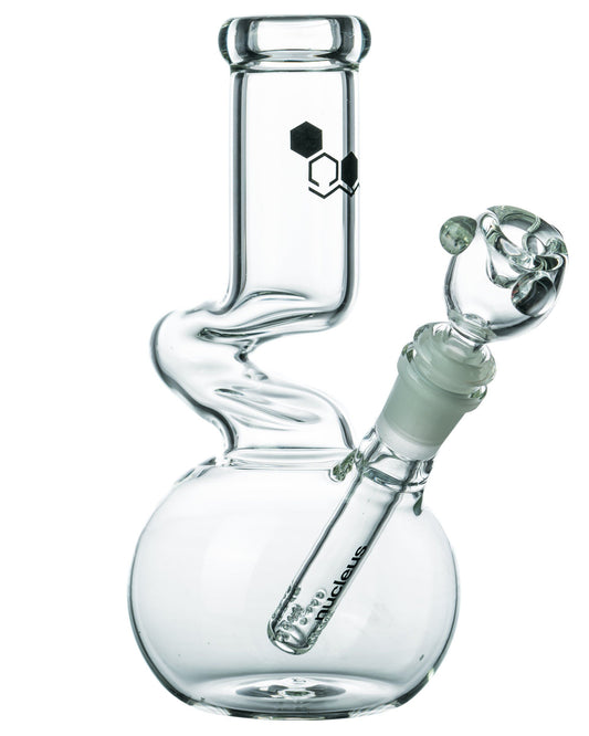 Clear Glass Bubble Beaker with Angled Neck at Flower Power Packages