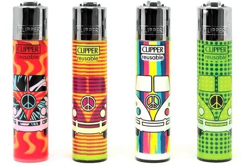 Clipper Lighter - Hippie 11 Pattern - (48 Count Display) Flower Power Packages 