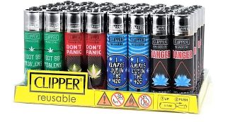 Clipper Lighter - Leaves 16 Pattern - (48 Count Display) Flower Power Packages 