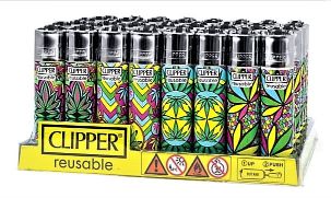 Clipper Lighter - Leaves 18 Pattern - (48 Count Display) Flower Power Packages 