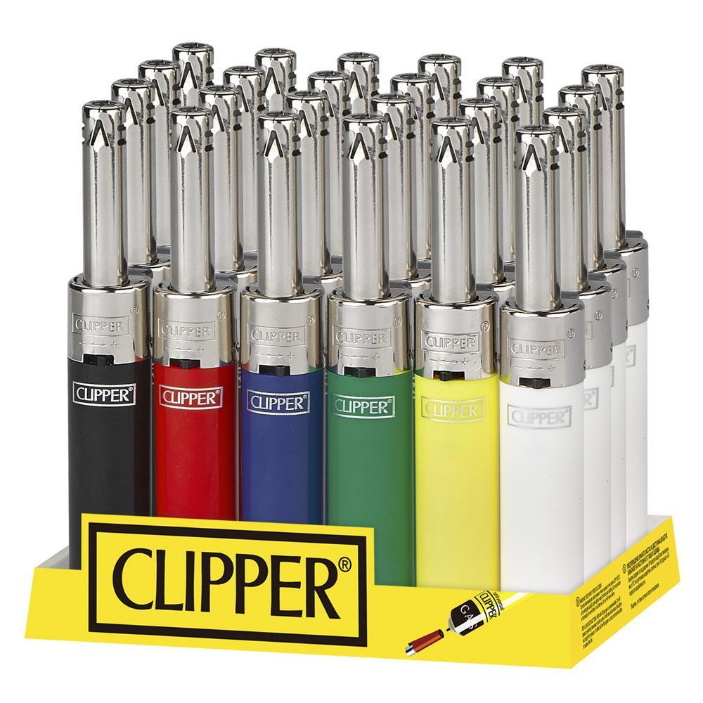 Clipper Lighter Mini Tube 6 Color Chrome Top Utility Lighter (24 Count Display) Flower Power Packages 