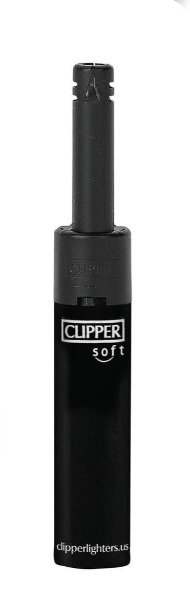Clipper Lighter Mini Tube Soft Touch Black Top Utility Lighter (24 Count Display) Flower Power Packages 