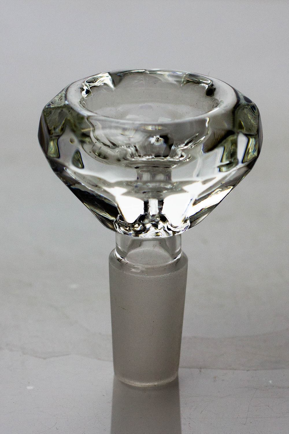Diamond cutting shape wide glass bowl Flower Power Packages Clear-4077 14 mm female joint 