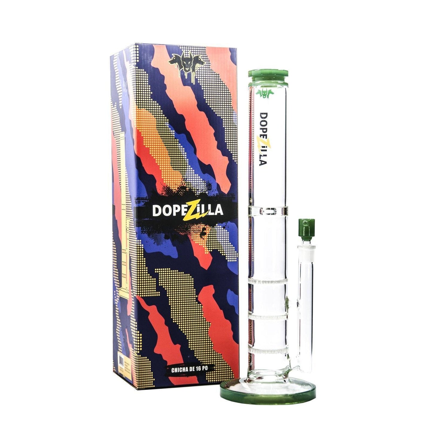 Dopezilla-Cerberus-Water Pipe-16 Inch-Various Colors-1 Count Flower Power Packages 