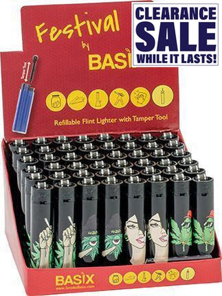 Festival By Basix Lighters - Various Designs - (48 Count) Flower Power Packages Addicted 