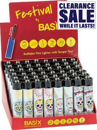 Festival By Basix Lighters - Various Designs - (48 Count) Flower Power Packages Catrina Maria 