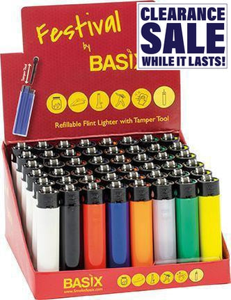 Festival By Basix Lighters - Various Designs - (48 Count) Flower Power Packages Solid Colors 