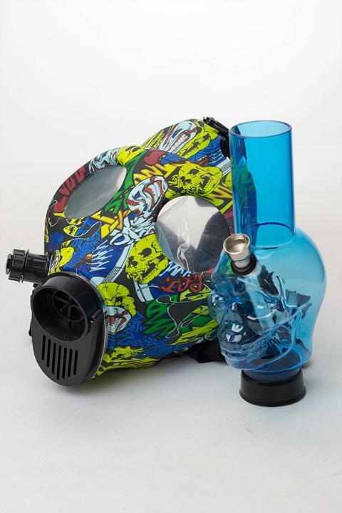 Full face graphic Silicone Gas Mask with acrylic bong Flower Power Packages 
