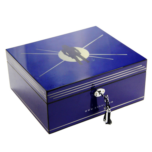 Fully Stocked Stylish Durable Blue Humidor Box Flower Power Packages 