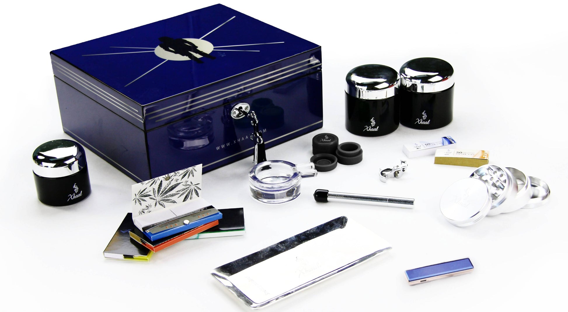 Fully Stocked Stylish Durable Blue Humidor Box Flower Power Packages HUMIDOR | BLUE 
