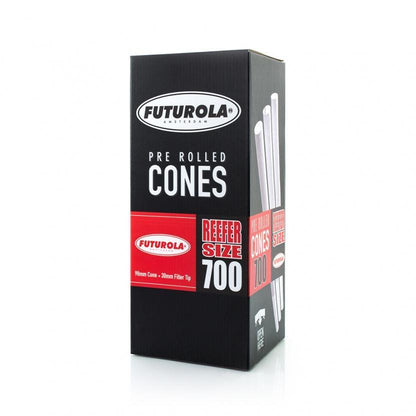 Futurola - Reefer Size Bulk Cones - 98mm Cone & 30mm Filter tip (700 count) Flower Power Packages Classic White 
