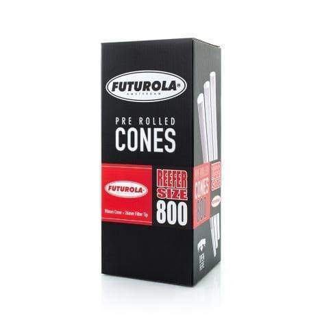 Futurola Reefer Size - Pre Rolled Cones 98mm x 26mm Dutch Brown or Classic White (800 Count) Flower Power Packages Classic White 