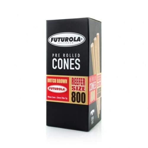 Futurola Reefer Size - Pre Rolled Cones 98mm x 26mm Dutch Brown or Classic White (800 Count) Flower Power Packages Dutch Brown 