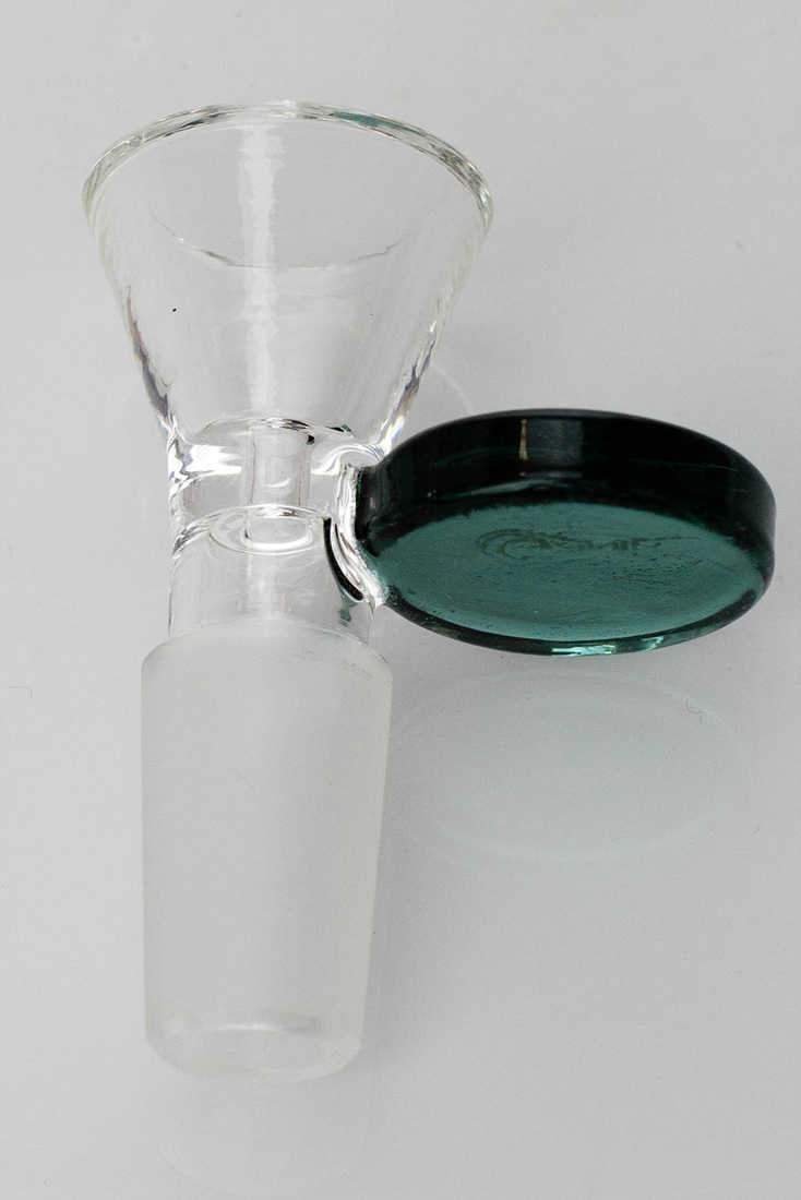 Glass bowl with round handle Flower Power Packages 14 mm Female Joint Teal 
