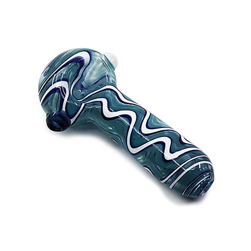 Glass Hand Pipe - Blue Slide (4") Flower Power Packages 