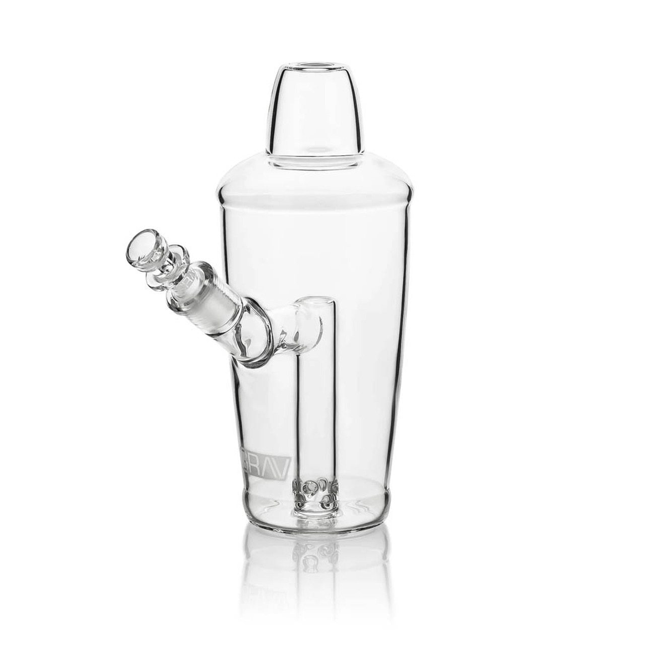 GRAV Sip Series - 7.5" Martini Shaker Bubbler- Clear (14mm Bowl) Fixed 8-Hole Fission Downstem Flower Power Packages 