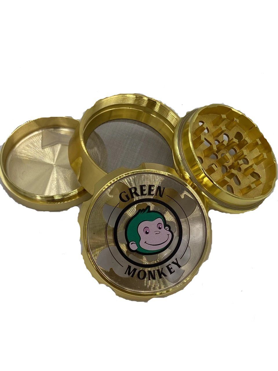 Green Monkey Herb Grinder Baboon Crown Series 63mm Various Colors Flower Power Packages Gold 