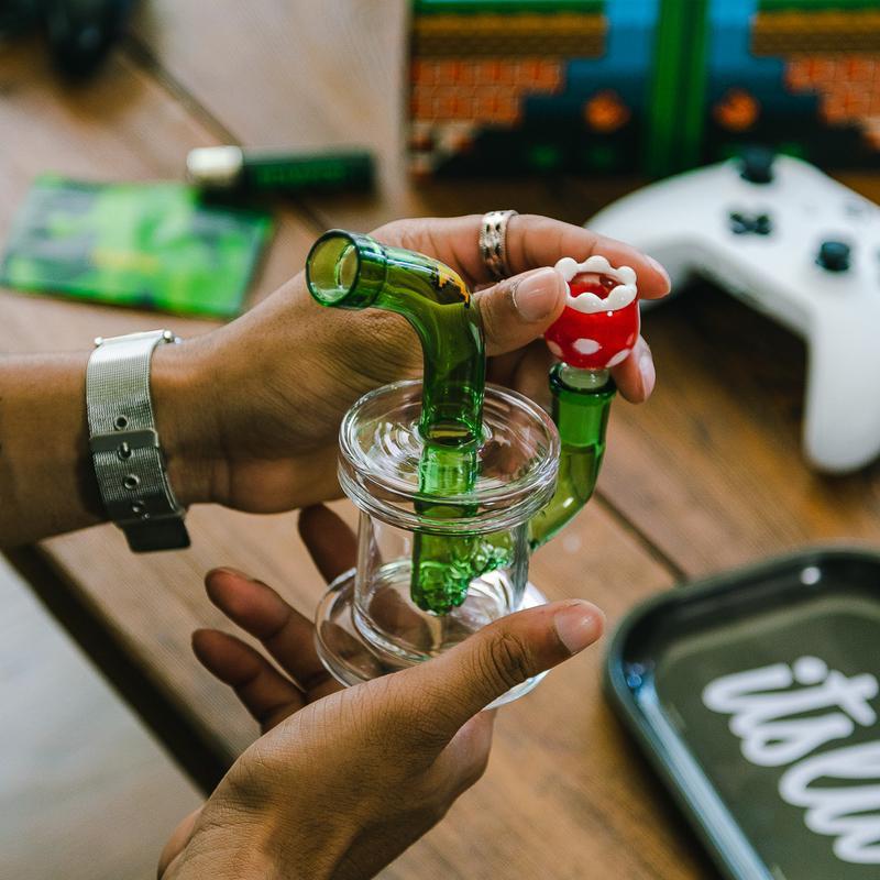 Green & Red Super Mario Inspired Gaming Bong at Flower Power Packages