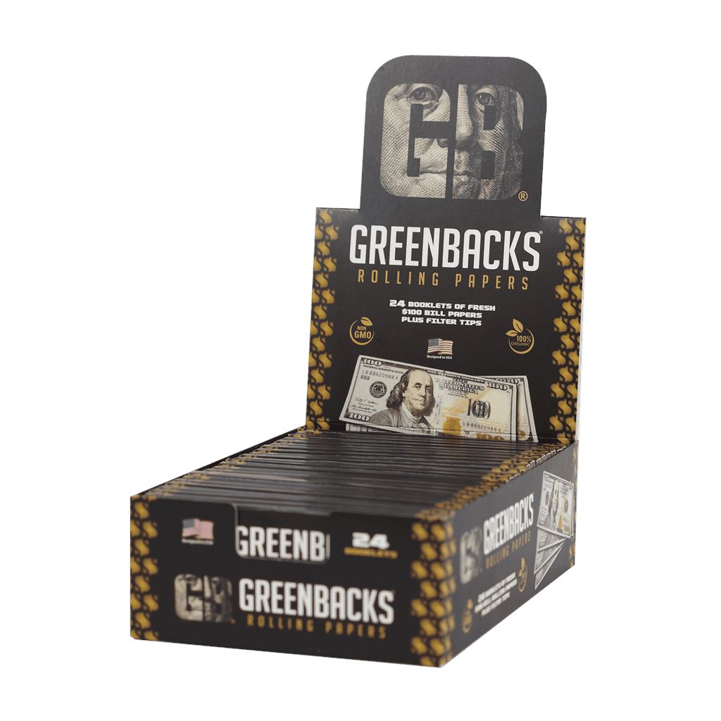 Greenbacks $100 Bill Rolling Papers 24 Count Display 