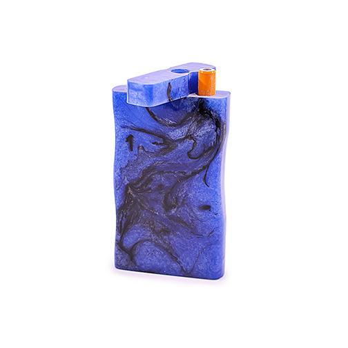 Handmade Acrylic Dugout w/ One Hitter - Blue Marble Smoke Drop 
