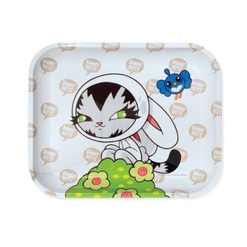 Hbi Artist Series: Persue Bunny Kitty Large Metal Tray Flower Power Packages 