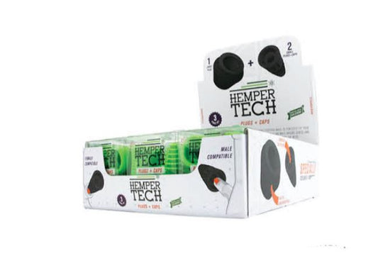 Hemper Tech Cleaning Plugs+Caps Black & Green (12 Pack Display) Flower Power Packages 