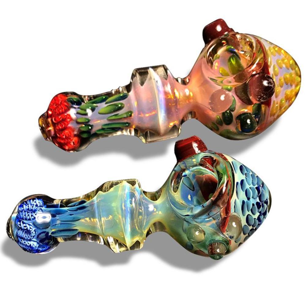 HIS AND HERS Bundle! Multi-Colored Glass Spoons with Pink and Blue Swirls at Flower Power Packages