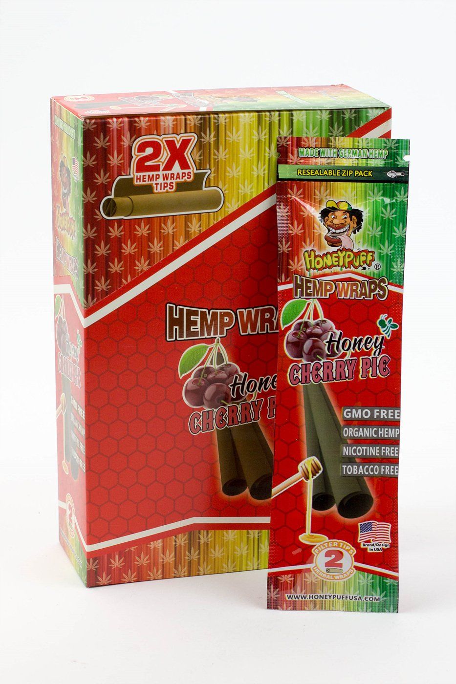 HONEYPUFF Fruit Flavored Hemp Wraps Flower Power Packages Cherry Pie 