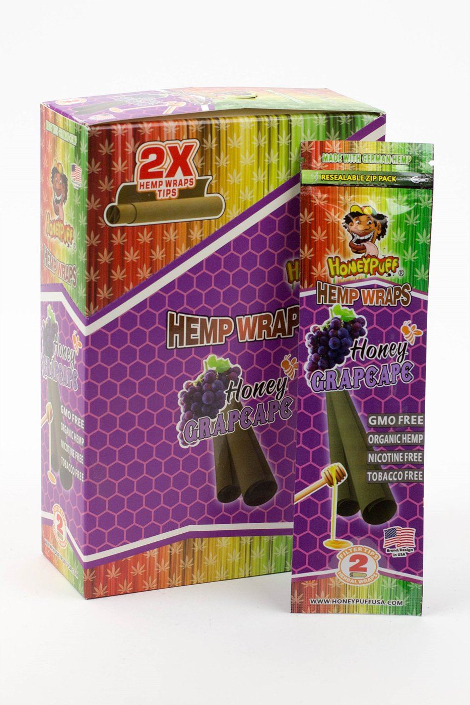 HONEYPUFF Fruit Flavored Hemp Wraps Flower Power Packages Grape 