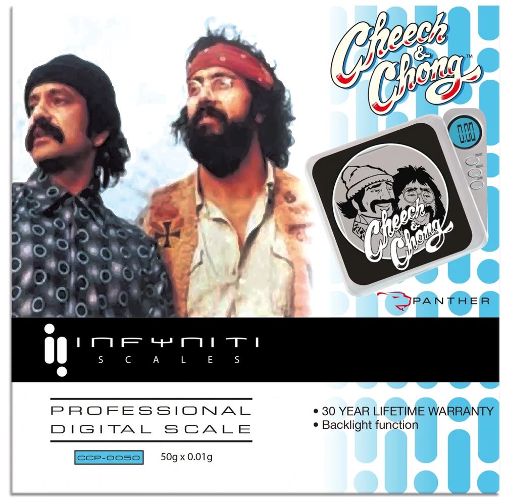 Infyniti Scales Cheech & Chong Panther Black Color Digital Scale 50g X 0.01g Flower Power Packages 
