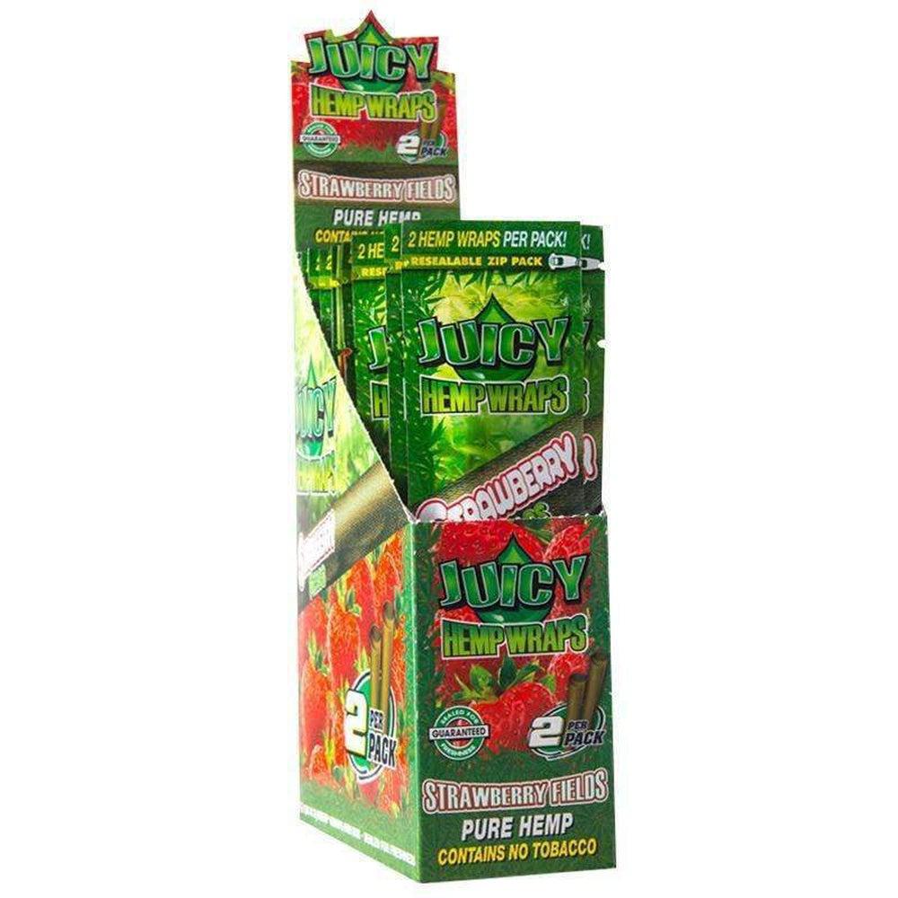 Juicy Hemp Wraps Strawberry - 25 Packs Per Box - 2 Wraps Per Pack - (1 Count) Flower Power Packages 